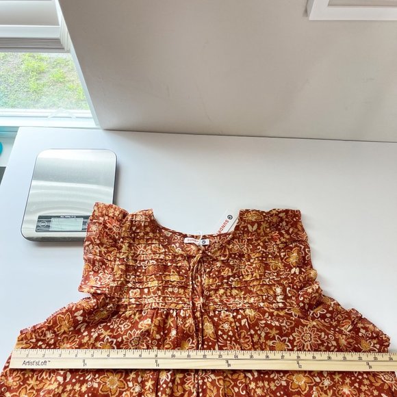 Sundry NEW Boho Floral Flutter Sleeve Top Lightweight Cotton - Size 2, MEDIUM - Picture 6 of 8